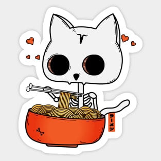 Cat Skeleton Ramen Sticker